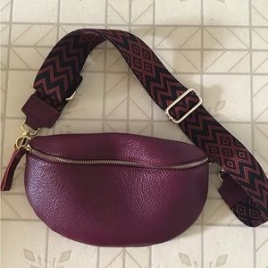 NWOT Italian leather purple crossbody bag